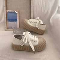 Daxingzhe Đế Dày Hai Tay Bánh Quy Giày Nữ Thể Thao Giày Sneaker Lười Trắng Giày Nữ