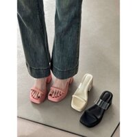 Daxingzhe Dép Trong Suốt Dép Nữ Nêm Gót Hạ Miệng Nhẹ Đế Dày Tăng Chiều Cao Giày