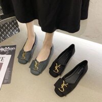 Daxingzhe Giày Đơn Nữ Bốn Giày Đế Bằng Thường Ngày Miệng Nông Mũi Vuông Đế Mềm Slip-On Giày Đậu Hà Lan