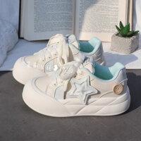 DAXINGZHE Giày huấn luyện đức độ bánh mì đầu to xấu xí dễ thương giày vải bạt chic nữ giày trắng thường ngày đế dày