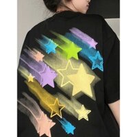 Daxingzhe Graffiti Ngôi Sao Áo Thun Nữ Tay Ngắn In Hình Nặng Thương Hiệu Cao Cấp Sang Trọng Top