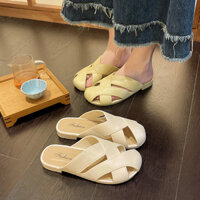 Daxingzhe Low-Heel Cross Strap Hollow Not Tired Female Flip-Flops Half Slippers