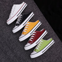 Daxingzhe Nửa Slip-On Giày Trắng Nữ Gót Giày Slip-On Giày Vải Lười Giày Học Sinh