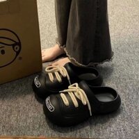 Daxingzhe Sinh Viên Ngọt Ngào Thoáng Mát Ren-Up Lỗ Giày Nữ Bước Lên Shit Đế Dày Bên Ngoài Mặc Baotou Nửa Sli