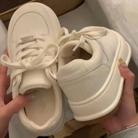 Daxingzhe Sữa Bánh Mì Giày Dày Đế Trắng Nữ Giày Sneaker Giày Toe