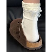 DAXINGZHE Tất cao đến giữa bắp chân cho nữ, có ren và nơ, viền bong bóng xếp nếp