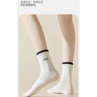 Daxingzhe Tất Trắng Giữa Ống Khử Mùi Vớ Thêu Thể Thao Mùa Thu Không Xương Tất ins Vớ