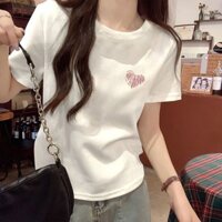 Daxingzhe Trắng Áo Thun Ngắn Nữ Màu Trơn Tay Ngắn Mỏng Hơn Nhìn Chất Lượng Đế Áo Thun Top