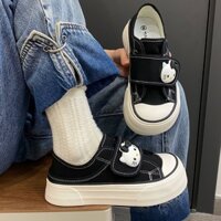 Daxingzhe Velcro KITTY Búp bê mèo hoạt hình Giày trắng mỏng siêu nhẹ Giày vải thoáng khí