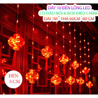 DÂY 10 ĐÈN LỒNG LED DÀI 3M CÓ ĐẦU NỐI VÀ BOX bống 8cm