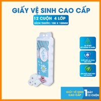 DÂY 12 cuộn, Giấy Vệ Sinh cao cấp Mylan hoa cúc 4 lớp