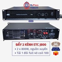Đẩy 2 Kênh ETC J800 2x800W 16 Sò Lớn, Nguồn Xuyến, Cục Đẩy Công Suất Cao Cấp, Tặng Dây - H2Pro Tech
