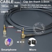 Dây 3.5 3 sang 4 chuyển micro vào Smartphone Tablet - 3.5mm TRS to TRRS microphone cable