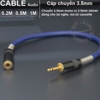 Dây 3.5 mono sang 3.5 stereo cắm tai nghe đài cassette DIY 0.2 đến 1 mét - Headphone audio cable 1/8 mono to 1/8 female