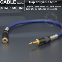 Dây 3.5 mono sang stereo cắm Tai nghe Loa cho đài cassette DIY 0.2 đến 1 mét - 3.5mm mono to stereo audio cable