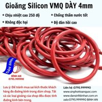 Dày 4mm * (8mm đến 50mm ,Đường kính trong)Gioăng SILICON chịu nhiệt cao