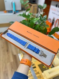 Dây Apple Watch Hermès 46mm Kilim Single Tour - Bleu de France