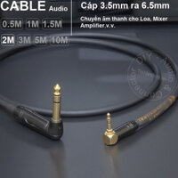 Dây audio 3.5 ra 6.5 stereo 2 đầu vuông góc DIY 0.5 đến 10 mét - 3.5mm to 6.5mm . stereo audio cable - 2 Mét