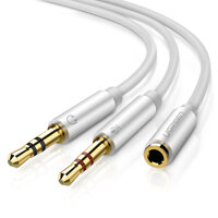 Dây Audio Chia Jack 3.5mm Ra 1 Tai Nghe 1 Mic Ugreen Màu Trắng Dây Dài 20cm - Hàng Chính Hãng