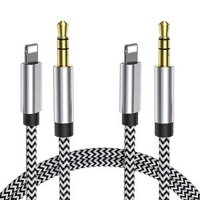 Dây Aux 2 gói cho iPhone, Cáp audio Lightning sang 3,5 mm  Apple MFi, tương thích với iPhone mới và cũ, hỗ trợ âm thanh nổi, tai nghe, loa xe hơi và tại nhà - Hỗ trợ tất cả các phiên bản iOS