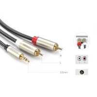 Dây AV 3.5mm ra 2 RCA Hoa sen mạ vàng, màu đen, dài 2M UGREEN135 - 20823