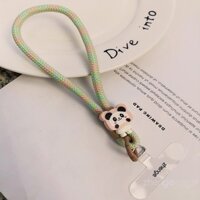 Dây buộc bện gấu trúc dễ thương Dây treo điện thoại dây ngắn có vòng đeo cổ tay