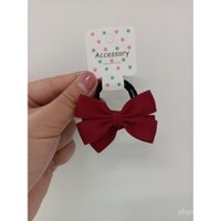 Dây buộc tóc cho bé gái, dây thun dễ thương, màu đỏ rượu vang, nơ mini, dây buộc tóc, vòng tóc, hoa tóc