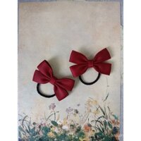 Dây buộc tóc cho bé gái, dây thun dễ thương, màu đỏ rượu vang, nơ mini, dây buộc tóc, vòng tóc, hoa tóc