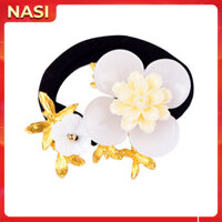 Dây buộc tóc cổ trang cao cấp M68 NASI thun cột tóc nữ đẹp quý phái đồ cột tóc chế tác sắc xảo sang trọng phụ kiện tóc co giãn tốt - Trắng