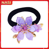 Dây buộc tóc cổ trang cao cấp M68 NASI thun cột tóc nữ đẹp quý phái đồ cột tóc chế tác sắc xảo sang trọng phụ kiện tóc co giãn tốt - Tím vàng