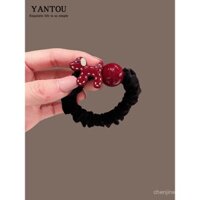 Dây buộc tóc Dễ phối chó con dễ thương đơn giản, Bao da thời trang màu đỏ, phụ kiện tóc, dây chun buộc đuôi ngựa kiểu mới cho nữ