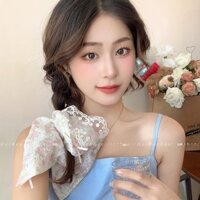 Dây Buộc Tóc Đuôi Ngựa Họa Tiết Hoa Ngọt Ngào Nữ Nơ Pháp Co Giãn Cao Vuông Dây Buộc Tóc Vuông Khăn