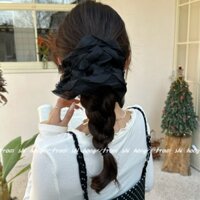 Dây buộc tóc lớn bằng lưới mềm mại mùa xuân cho phụ nữ, kiểu rừng cao cấp, dây buộc tóc búi lớn, phụ kiện tóc mùa hè