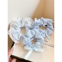 Dây buộc tóc nơ phong cách tươi mới cho phụ nữ, dây buộc tóc đuôi ngựa viền ren, phụ kiện tóc giá trị cao cho các cô gái