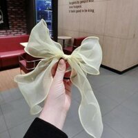 Dây buộc tóc nơ vải voan trong - Vàng