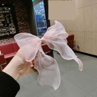 Dây buộc tóc nơ vải voan trong - Hồng