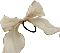 Dây buộc tóc nơ vải voan trong - Cafe nhạt