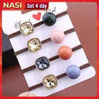 Dây buộc tóc nữ macaron Set 4 dây NASI dễ thương phong cách hàn quốc thun cột tóc nữ co giãn tốt phụ kiện tóc