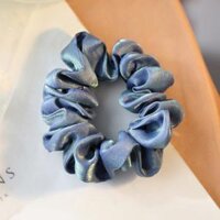 Dây buộc tóc Scrunchies lụa kim tuyến vòng tròn nhỏ HD74 - Xanh coban nhạt