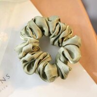Dây buộc tóc Scrunchies lụa kim tuyến vòng tròn nhỏ HD74 - Xám xanh lá