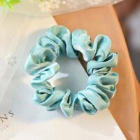 Dây buộc tóc Scrunchies lụa kim tuyến vòng tròn nhỏ HD74 - Xanh thiên thanh