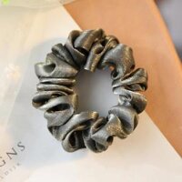 Dây buộc tóc Scrunchies lụa kim tuyến vòng tròn nhỏ HD74 - Xám ghi