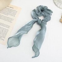 Dây buộc tóc Scrunchies voan ánh kim thanh lịch HD59 - Ghi xanh lá