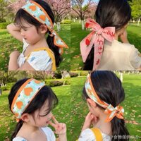 (((Dây buộc tóc Streamer vẽ tranh mực) (Vòng tóc phiên bản Hàn Quốc mùa hè) [Bán chạy nhất tại thành phố Putian] Phụ kiện tóc cho trẻ em Mũ nơ ruy băng Mũ đội đầu Nữ hoạt hình Khăn lụa Phụ kiện dây buộc tóc