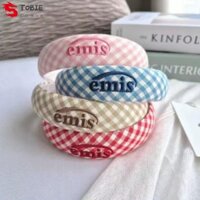 Dây buộc tóc TOBIE Emis, Thương hiệu thời trang Băng đô Hàn Quốc ngọt ngào, Thêu chữ cá tính Vòng tóc kẻ sọc thông thường ngoài trời