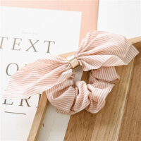 Dây buộc tóc vải kẻ khóa kim loại dễ thương HD145