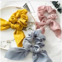 Dây buộc tóc vải lụa Scrunchies Vintage sang chảnh chất lụa mềm cao cấp HD52 - HD52 Xám sáng