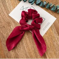 Dây buộc tóc vải lụa Scrunchies Vintage sang chảnh chất lụa mềm HD52 -  HD52 Đỏ đô