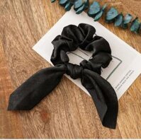 Dây buộc tóc vải lụa Scrunchies Vintage sang chảnh chất lụa mềm HD52 - HD52 Đen