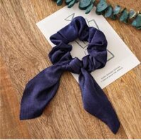 Dây buộc tóc vải lụa Scrunchies Vintage sang chảnh chất lụa mềm HD52 - HD52 Xanh đen